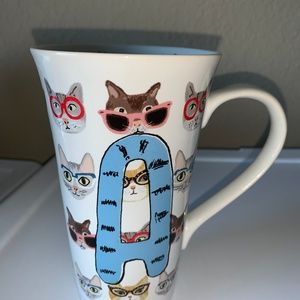 New Cat Lover Coffee Tea Mug "A" Monogram